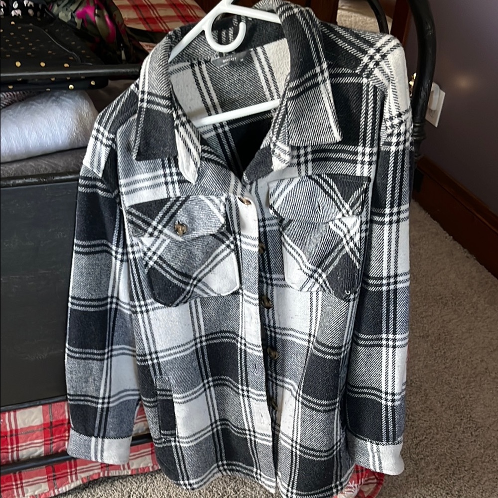 Black and White Plaid Women's Jacket